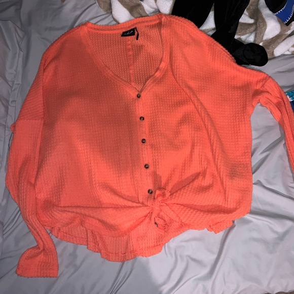 urban outfitters salmon-colored button up sweater - Picture 1 of 2